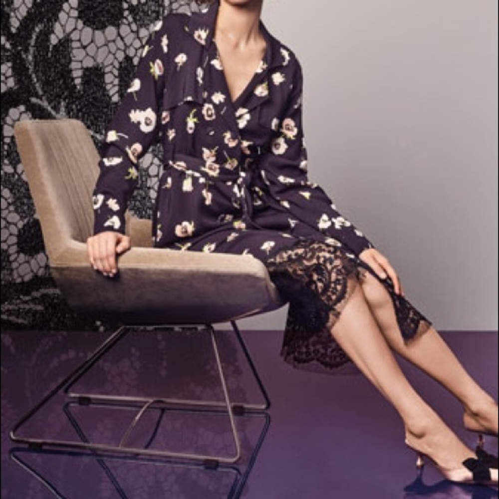 Lela Rose Double Breasted Floral Wrap Dress